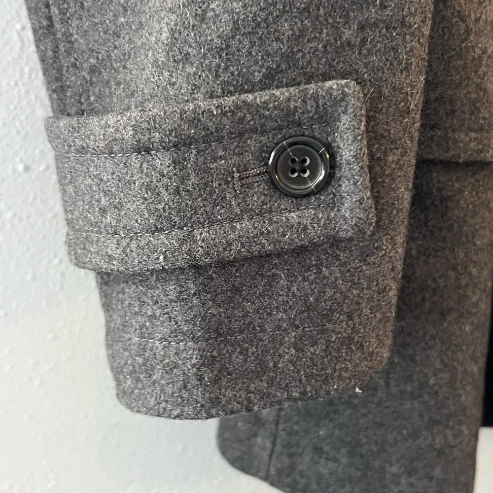 Banana Republic Men XL Gray Wool Blend Double Breasted Peacoat Jacket